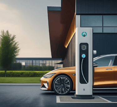 An EV charger in Parking area inside pearl Qatar Luxury villa