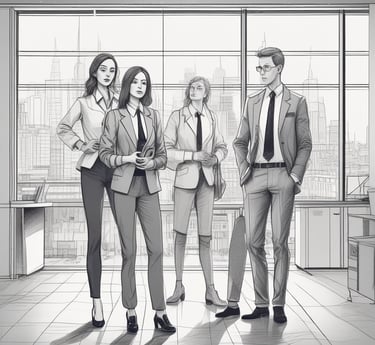 A focused team of IT professionals collaborating in a modern office environment.