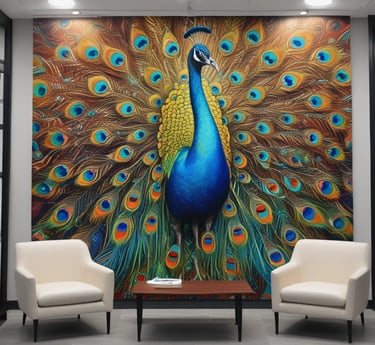 A family team working together to create vibrant wall prints in a cozy workshop.