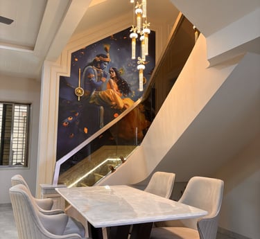 Luxury living room interior design in Palghar by Didhiti Design Studio