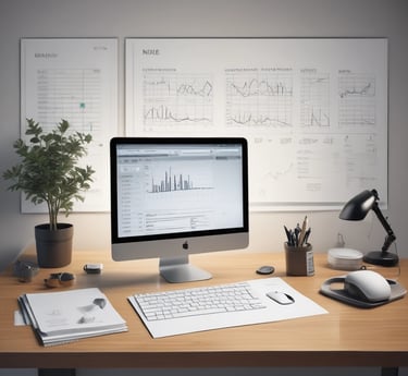 A calm workspace with a laptop, notebook, and coffee cup symbolizing thoughtful financial planning.