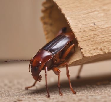 Technician inspecting a home exterior for pests on a sunny day in Orlando.