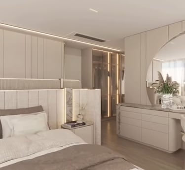Projet d'architecture intérieure réalisé par Étudexia à Hyères avec aménagement sur mesure et décora