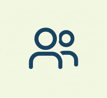Minimalist blue group icon representing a team or community on a light background.