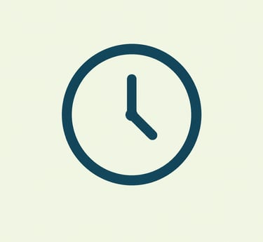 Minimalist dark blue analog wall clock icon showing four o'clock on a plain light background.