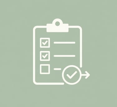 Clipboard icon with a completed checklist and checkmark for project management and task tracking.
