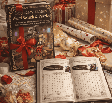 Fantasy Word Search for Adults, D&D Puzzle Book, RPG Activity Book, Travel Games for Gamers, Brain