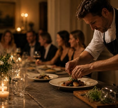 Restaurant-quality private dining prepared by Common Fire in Glasgow.