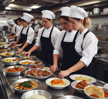 A warm group photo of the kitchen and service team smiling together in the restaurant.