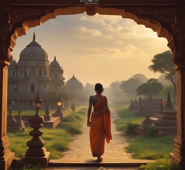 A vibrant group of travelers enjoying a traditional Indian festival with colorful decorations and local performers.