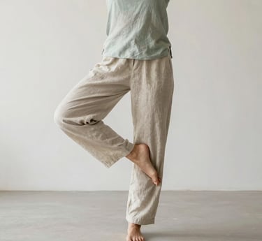 A serene person practicing mindful movement outdoors at sunrise, embodying calm and presence.