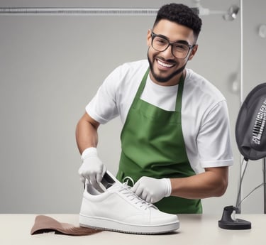 a group of people working on shoes in a factory