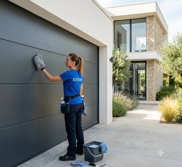 Nettoyage porte de garage vitres et panneaux solaires à Ornex