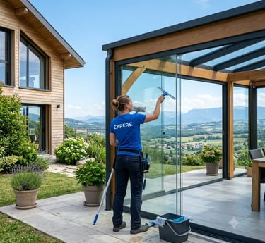Nettoyage véranda vitres et panneaux solaires à chevry