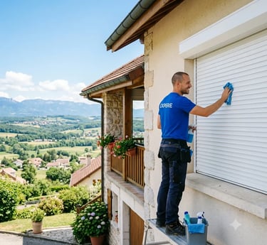 Nettoyage volet vitres et panneaux solaires à Saint-Genis-Pouilly