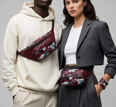 Contemporary photo of an interracial male and female couple in studio  wearing premium clean fashion