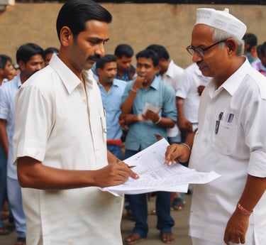 A diverse group of people gathered around a laptop, engaging with online civic resources.