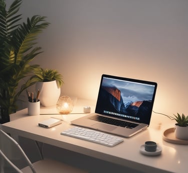 A modern workspace showcasing a team collaborating on website design.