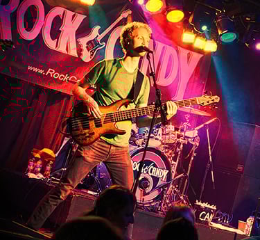 live music event with custom print banner