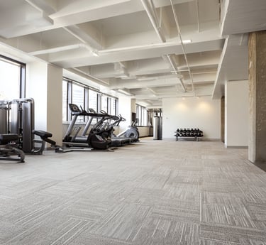 Commercial carpet installation for a apartment gym in Richmond