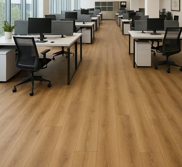 a picture of a commercial hardwood installation in office buidling