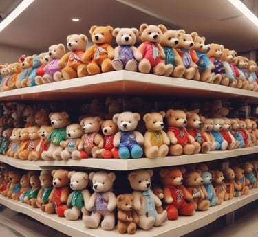 A vibrant display of various toys and games available at Toys R Toys.