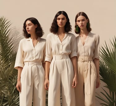 A stylish collection of women's clothing displayed in a bright, inviting setting.
