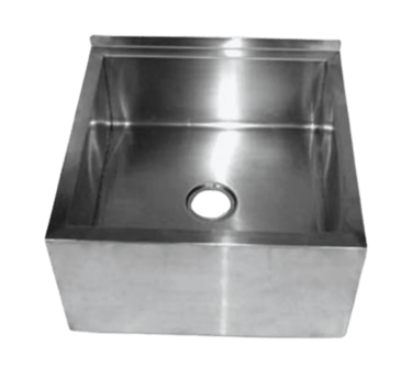 Heavy-duty stainless steel mop sink for floor cleaning.