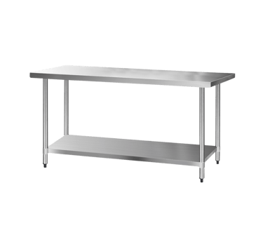 High-quality stainless steel prep table from our prosumer range featuring adjustable bullet feet.