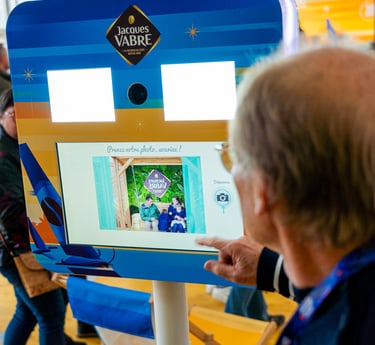 Écran tactile, appareil photo, photobooth, impression de cliché