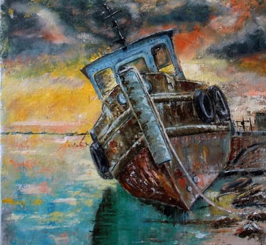 "Old ship" Canvas, oil, 16" x 20" (40 x 50 cm) 350$