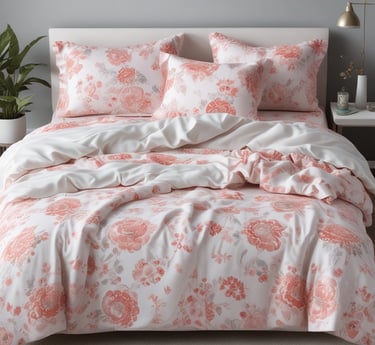 Cozy bedroom scene showcasing soft, inviting bedding in natural light.