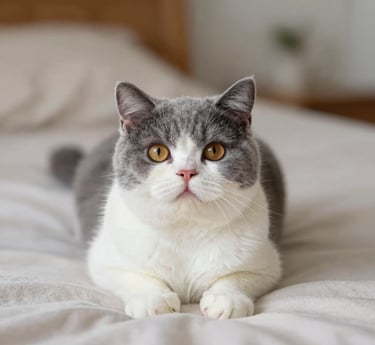 A cozy scene of a playful kitten nestled in soft blankets, eyes bright with curiosity.