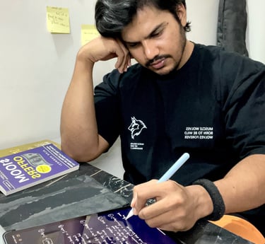 A focused coach reviewing a client’s progress and plan