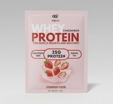 glowgains whey protein sachets strawberry flavor