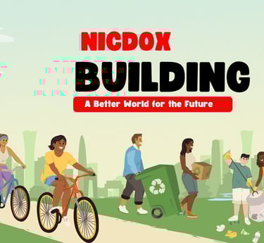 a group of people walking down a path with a bicycle