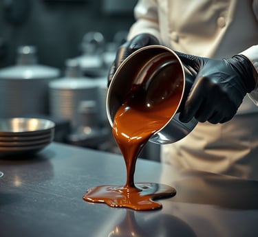 Nghệ nhân đang đổ Sô cô la tại Tina Nha Trang