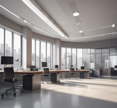 A team of professionals collaborating in a modern office environment.