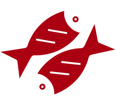 Logo en forma de pescaditos de Restaurante Yeya, diseño de pescados para identidad visual, logo insp