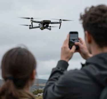 A professional inspecting a drone with aviation charts and tools in the background.