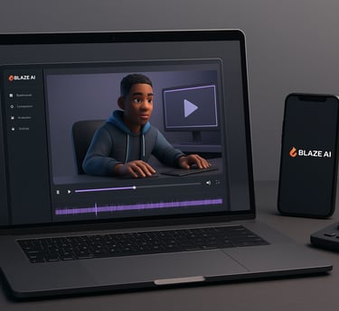 Illustration showing AI-assisted video planning, representing Blaze AI being used to generate video 