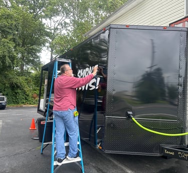 KraftyMcKrafty installing the newly created SMOKE THIS! logo. 8/12/2023