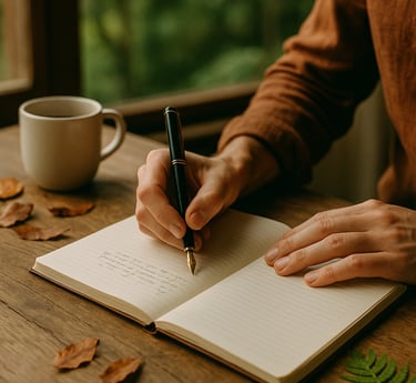 une main écrit dans un carnet