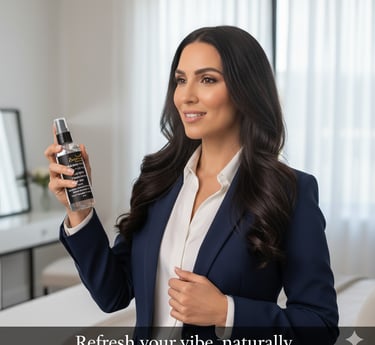 lady using Back2naturalness natural body spray on her body