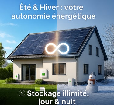 panneaux solaires + batterie production été ulisez les l'hivers 