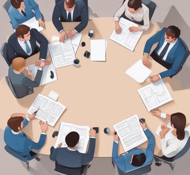 A professional team collaborating on recruitment strategies.
