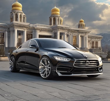 a truck driving down a road next to a forest