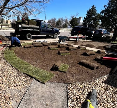 From sleek Mountain granite breeze walkway to lush Kentucky bluegrass-3.5 pallets of vibrant turf.