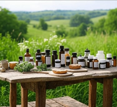 Outdoors-with-a-table-that-has-natural-supplements-for-herbal-wellness