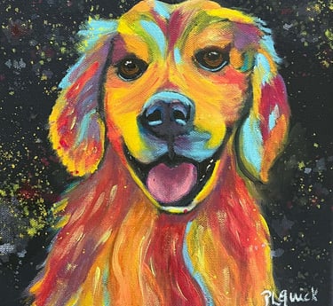 “Charlie” a dog is shown in this painting